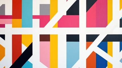 Obraz premium Abstract wall art design, vibrant colors, geometric shapes, modern interior design, background for digital use