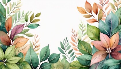 border frame of leaves botanical modern wallpaper background pattern copy space