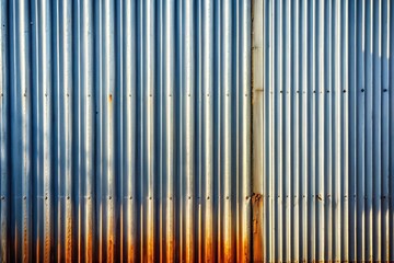 Silhouette of Corrugated Metal Texture: Detailed White Galvanized Steel Background