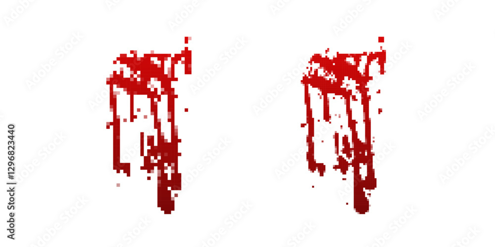 Poster twin drips of red paint create an abstract design with clean lines and vivid color contrast.