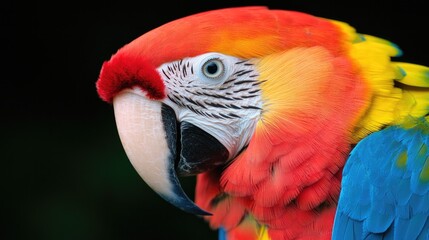 Fototapeta premium Colorful parrot showcasing vibrant feathers and expressive eyes