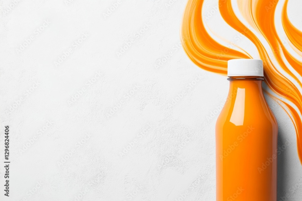 Poster a simple, clean icon of a tomato sauce bottle with a subtle swirl representing richness