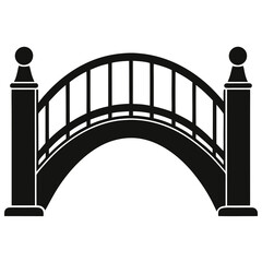 arched pedestrian bridge silhouette vector illustration