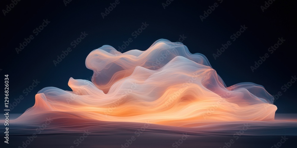 Poster dynamic abstract cloud formation studio digital art dark environment close-up view ethereal concept