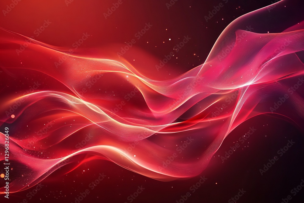 Poster abstract red and pink flowing waves elegant design digital art background texture smooth gradient su