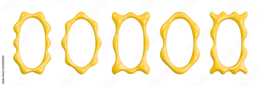 Aufkleber innovative set of inflated 3d frames with wavy forms reflecting y2k design influences