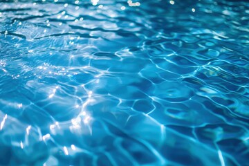 Obraz premium Closeup of a vibrant blue swimming pool water surface