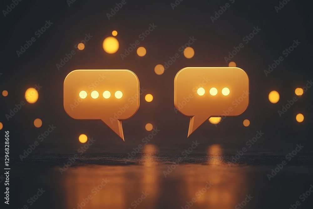 Aufkleber floating speech bubbles with dots in dark background illumination