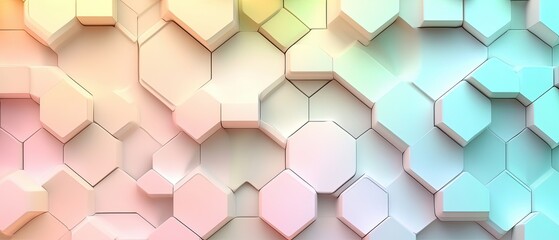 Light Pastel Hexagon Abstract Background Featuring Soft Colors and Geometric Shapes, Creating a Serene and Modern Atmosphere for Creative Projects