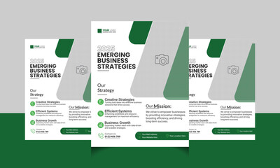 Template Corporate flyer Green with White elements for printing