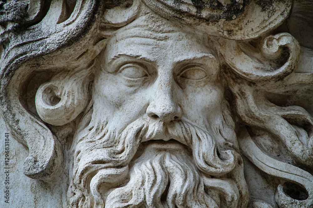 Aufkleber generative ai bas-relief sculpture combining classical artistic themes with modern world attributes