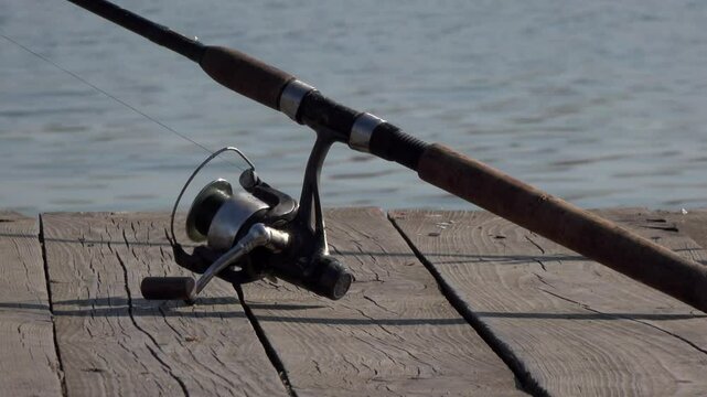 fishing rod on the background of the river