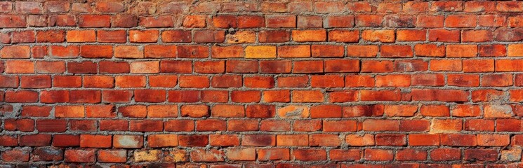 Obraz premium This is a detailed closeup view of a red brick wall surface
