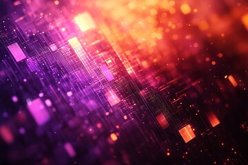 Obraz premium Abstract Digital Technology Background Red Orange Purple Glowing Lines Network Data Stream Futuristic Modern Design Innovation Concept High Resolution
