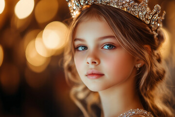 Fototapeta premium Beautiful lady in crown luxury beauty contest made generative AI