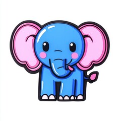 Fototapeta premium Cute Cartoon Elephant Character with Big Ears and Playful Expression Ideal for Children's Themes