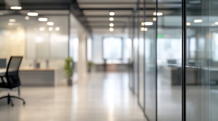 Obraz premium Blurred office corridor with gradient lighting, symbolizing modern workspace creativity and focus. 