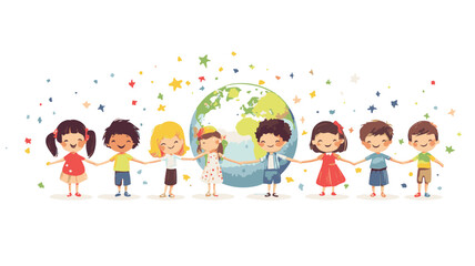 Fototapeta premium Colorful Creativity & Global Unity: Playful Kids, Artistic Expressions, and Collaborative Ideas . A Vibrant Fusion of Kids' Creativity, Playful Learning, and Global Collaboration Art & Illustration
