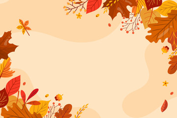 a border of autumn leaves in the fall season.