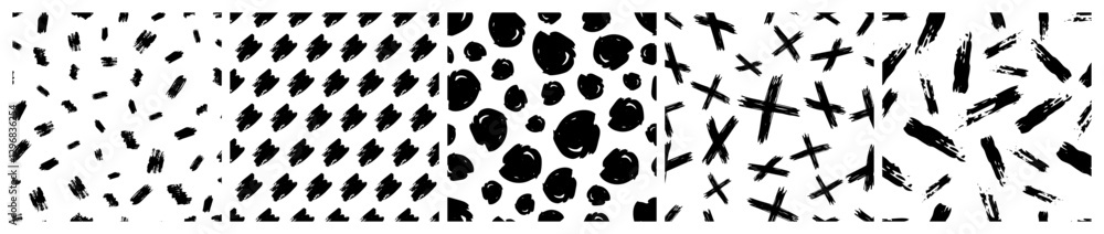 Aufkleber set of seamless patterns with scribble smears