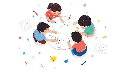 Colorful Creativity & Global Unity: Playful Kids, Artistic Expressions, and Collaborative Ideas . A Vibrant Fusion of Kids' Creativity, Playful Learning, and Global Collaboration Art & Illustration