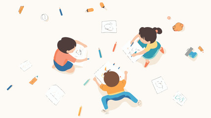 Colorful Creativity & Global Unity: Playful Kids, Artistic Expressions, and Collaborative Ideas . A Vibrant Fusion of Kids' Creativity, Playful Learning, and Global Collaboration Art & Illustration