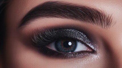 Fototapeta premium Intense close-up of an eye showcasing stunning makeup details an