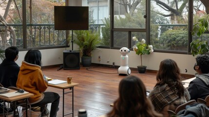 Ai driven education  a robot engaging students in a modern classroom environment