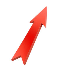 Red 3D Arrow Pointing Upward | Growth, Progress, Success Symbol | Business Chart, Finance, Market Increase, Directional Pointer, Navigation Icon, Leadership, Trend Rise,transparent background.
