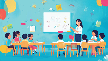 Colorful Creativity & Global Unity: Playful Kids, Artistic Expressions, and Collaborative Ideas . A Vibrant Fusion of Kids' Creativity, Playful Learning, and Global Collaboration Art & Illustration