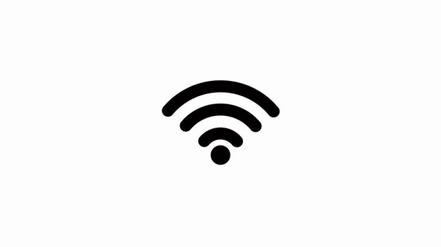 Animation of WiFi wave signal, isolated on transparent background with alpha channel. Animated Blinking Internet Connection Sign , 4k video.