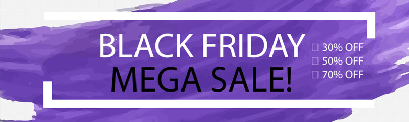 Black Friday sale banners with abstract brush strokes, modern typography, and promotional discount labels.