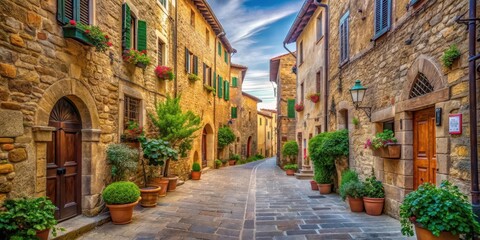 Fototapeta premium Vibrant buildings and narrow streets of Pienza Italy