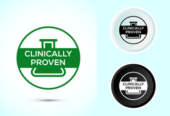 Clinically proven icon design illustration, Clinically tested label badge, Color black and white