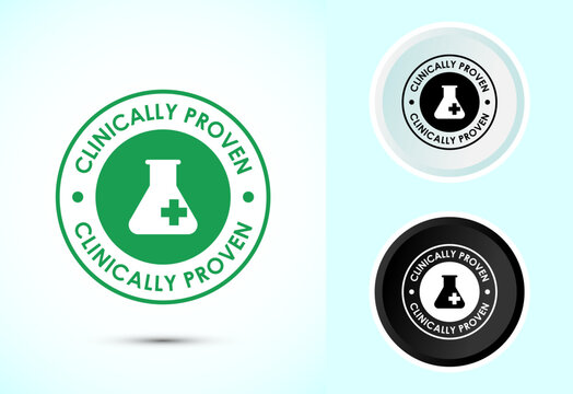 Clinically proven icon design illustration, Clinically tested label badge, Color black and white