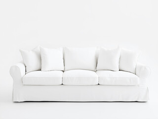 Obraz premium White Linen Sofa with Pillows