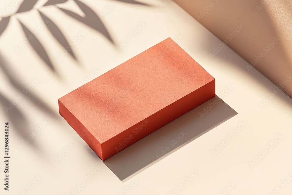 Poster minimalist coral block on neutral surface with soft shadows