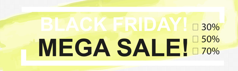 Black Friday sale banners with abstract brush strokes, modern typography, and promotional discount labels.