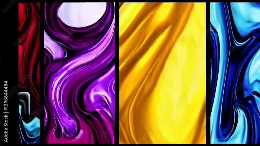 Poster vivid liquid splashes in multicolored abstract patterns