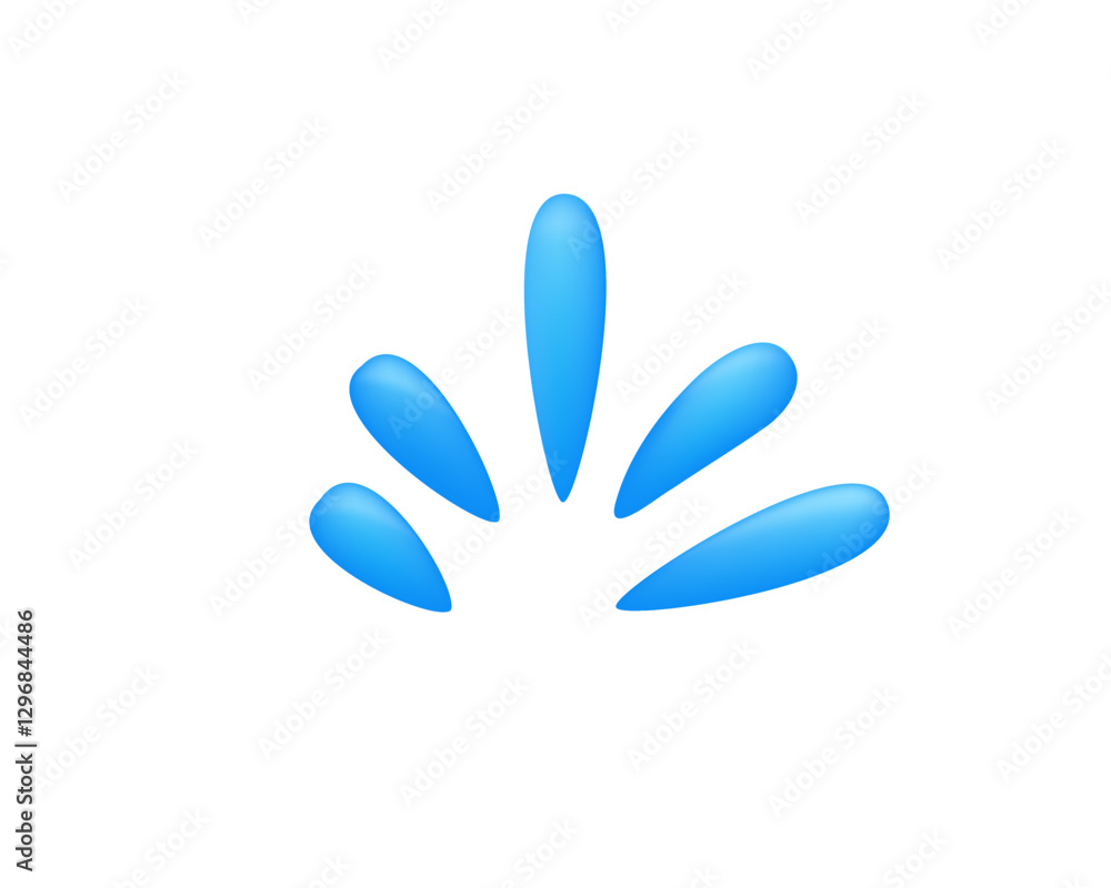 Aufkleber a minimal design features five blue droplets arranged to form a fan shape with a soft gradient.