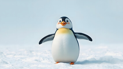 a joyful penguin standing on the snow