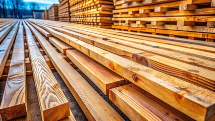 Fototapeta premium Strong Wooden Joists Supporting a Structure - Construction Detail Stock Photo