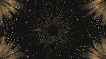 Obraz premium Abstract fireworks symmetrical design, black background, possible use for digital art, website, or graphic design