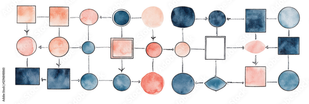 Poster creative watercolor flowchart design artistic background visual content studio setting conceptual ov