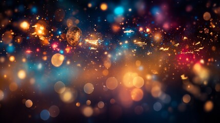 Fototapeta premium Magical cosmic explosion with glowing lights floating in a deep space fantasy universe full of energy