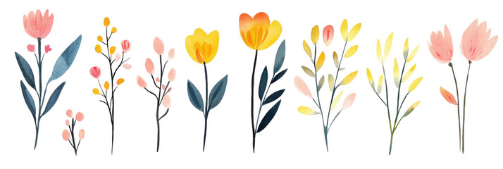 Watercolor floral background design creative art studio colorful arrangement bright workspace vibrant concept