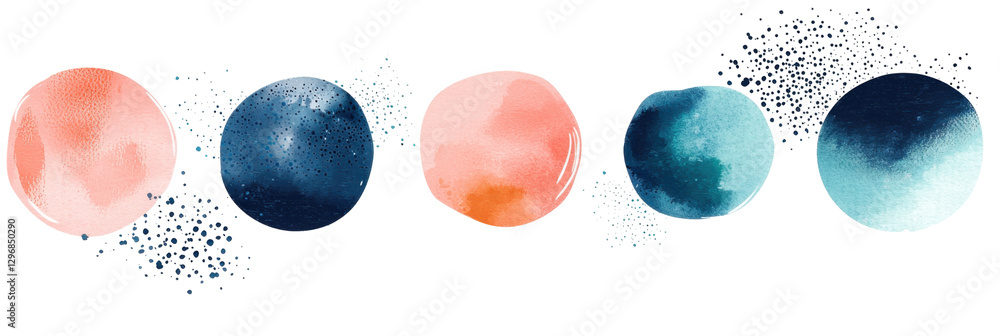 Poster watercolor background translation of abstract circles artistic display creative studio colorful envi