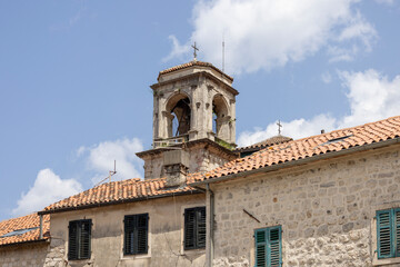 View from Salad market of tower of Cathedral of Saint Tryphon (Kotor Cathedral), Kotor, Montenegro