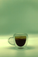 Double Espresso, Isolated in a clear glass coffee cup