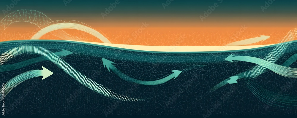 Poster arrows indicate flow direction between layers of different materials